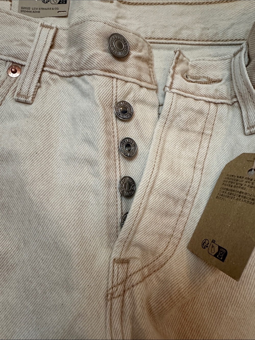 Levi’s 501 Original Natural Cream Straight Leg Jeans 29x30 NWT - Picture 4 of 6